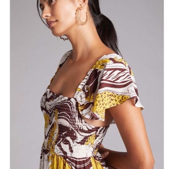 Anthropologie ruffled maxi Jaguar print M - Picture 3 of 8